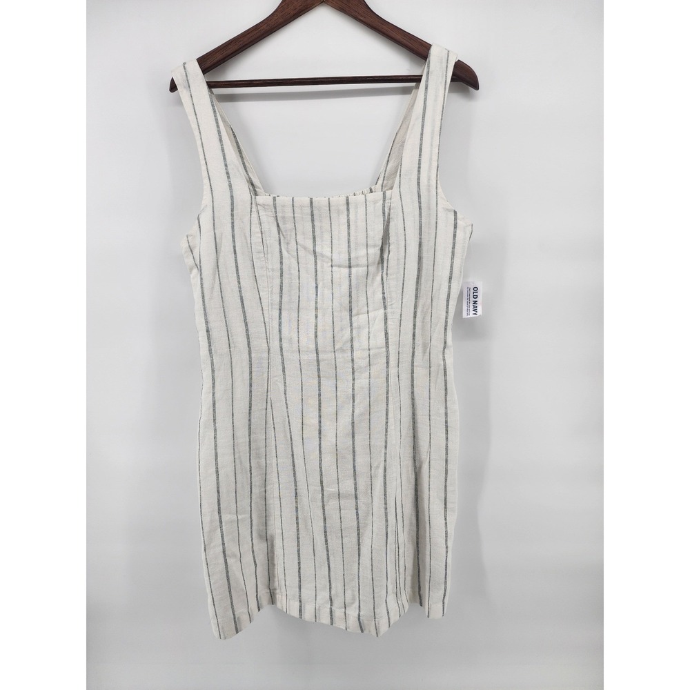 Old Navy Lg Striped Square‎ Neck Mini Linen blend Dress summer